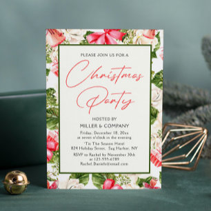 Invitation Fête de Noël de l'entreprise Floral Aquarelle