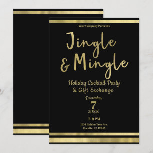 Invitation Fête de Noël de l'entreprise Jingle et Mingle Gold