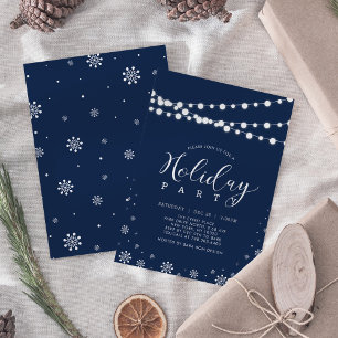 Invitation Fête de Noël de l'entreprise Navy & White String L