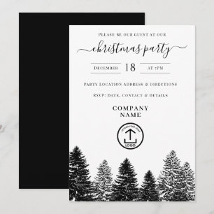 Invitation Fête de Noël de l'entreprise Pins Noir Blanc