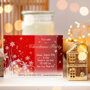 Invitation Fête de Noël de l'ornement de flocon de neige roug