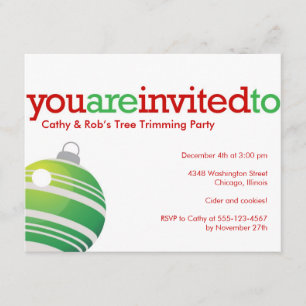 Invitation Fête de Noël de Noël de Noël de couleur verte roug