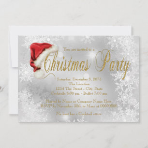 Invitation Fête de Noël de Noël de Noël Gold Snowflat de Sant