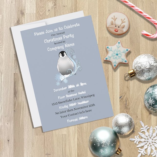 Invitation Fête de Noël de Penguin Corporate (Créateur téléchargé)
