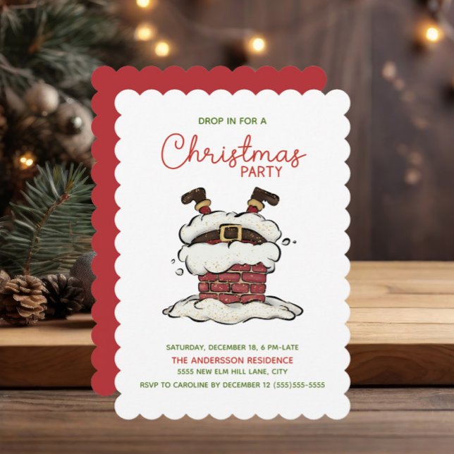 Invitation Fête de Noël de Père Noël drôle (Funny Santa Claus Christmas party invitation)