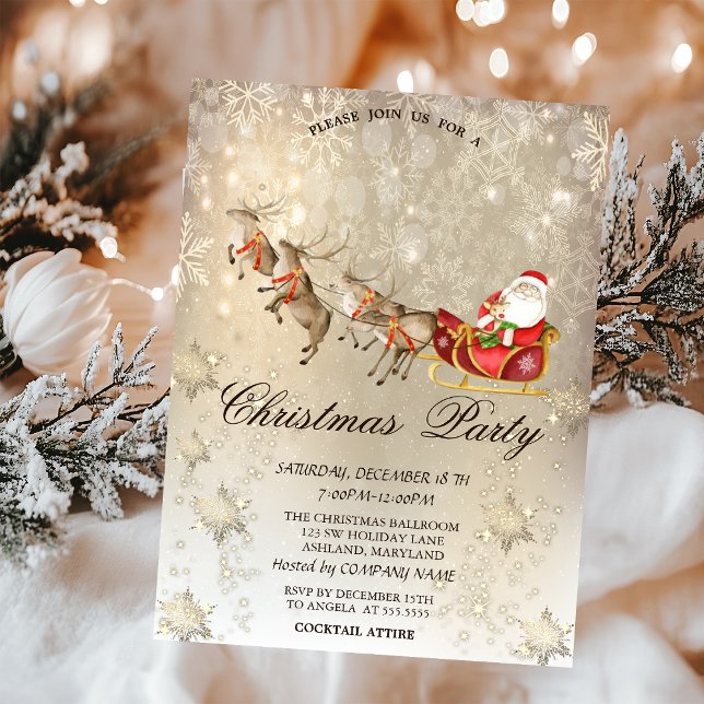 Invitation Fête de Noël de Père Noël Renne Flocon de Neige (Créateur téléchargé)