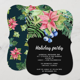 Invitation fête de Noël de poinsettia et Berries