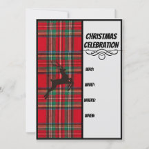 Fête de Noël de Red Plaid & Black Reindeer
