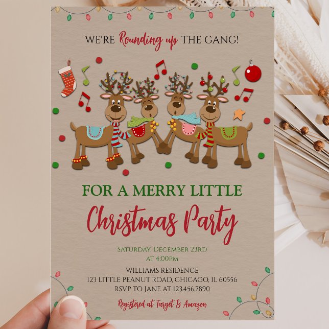 Invitation Fête de Noël de rennes rustique (Créateur téléchargé)