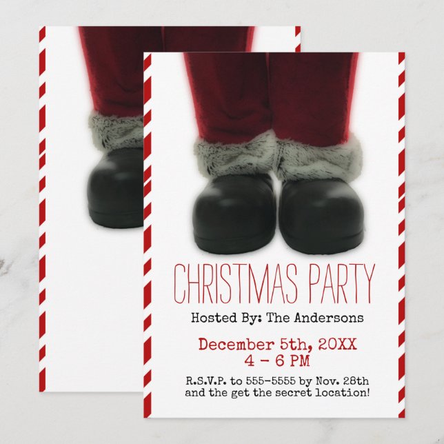Invitation Fête de Noël de Santa (Devant / Derrière)
