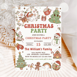Invitation Fête de Noël de Santa Groovy Mignonne 