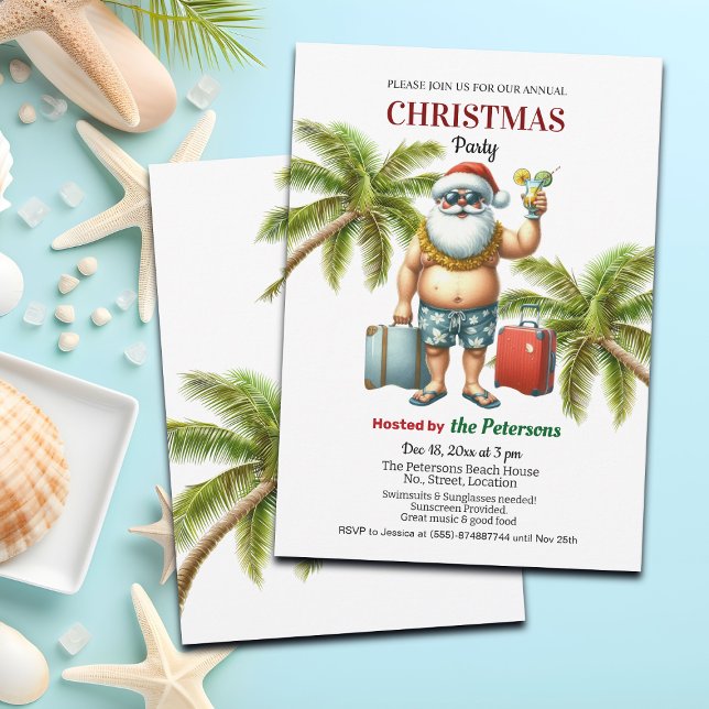 Invitation Fête de Noël de Santa sur une île tropicale (Créateur téléchargé)