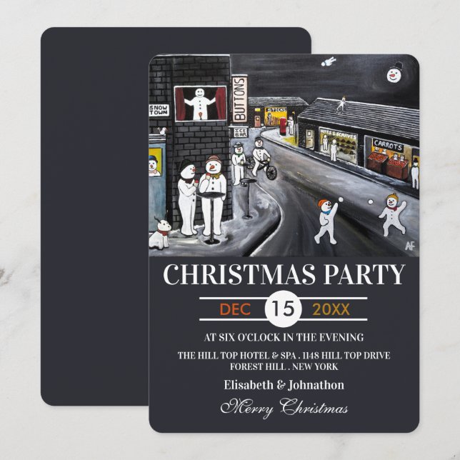 Invitation Fête de Noël de Snow Town (Devant / Derrière)
