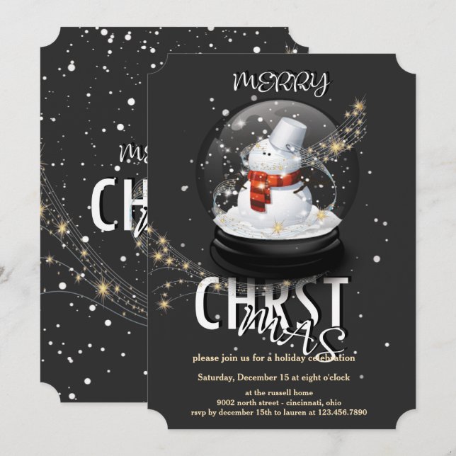 Invitation Fête de Noël de Snowman (Devant / Derrière)