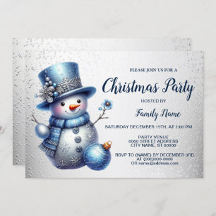 Invitation Fête de Noël de Snowman Élégants Vacances d'hiver