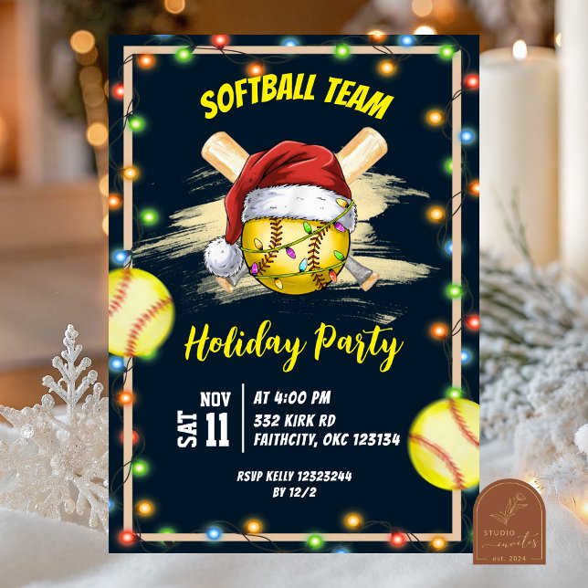 Invitation fête de Noël de softball (Créateur téléchargé)