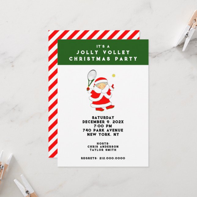 Invitation Fête de Noël de tennis féminin (Devant/Arrière en situation)