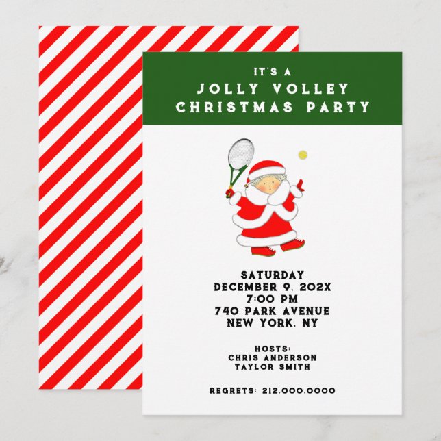 Invitation Fête de Noël de tennis féminin (Devant / Derrière)