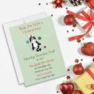 Invitation Fête de Noël de Tuxedo Black White