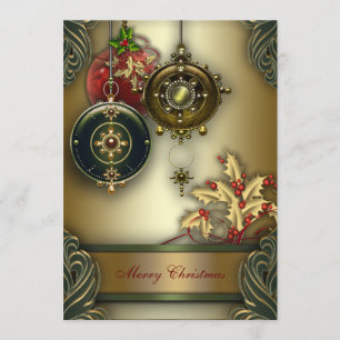 Invitation Fête de Noël de vacances Rouge Vert Or