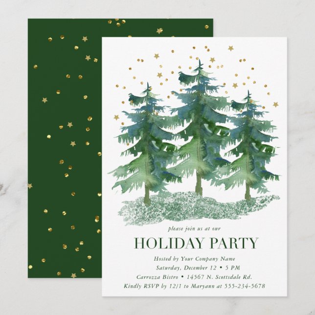 Invitation Fête de Noël de Winter Forest Company (Devant / Derrière)