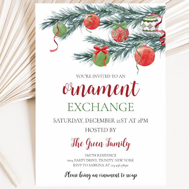 Invitation Fête de Noël d'échange d'ornements (Créateur téléchargé)