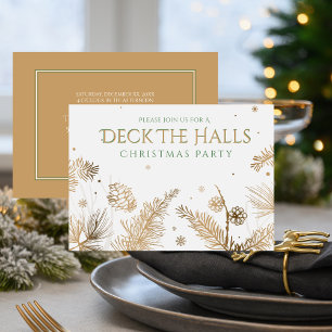 Invitation Fête de Noël - Deck The Halls - Gold