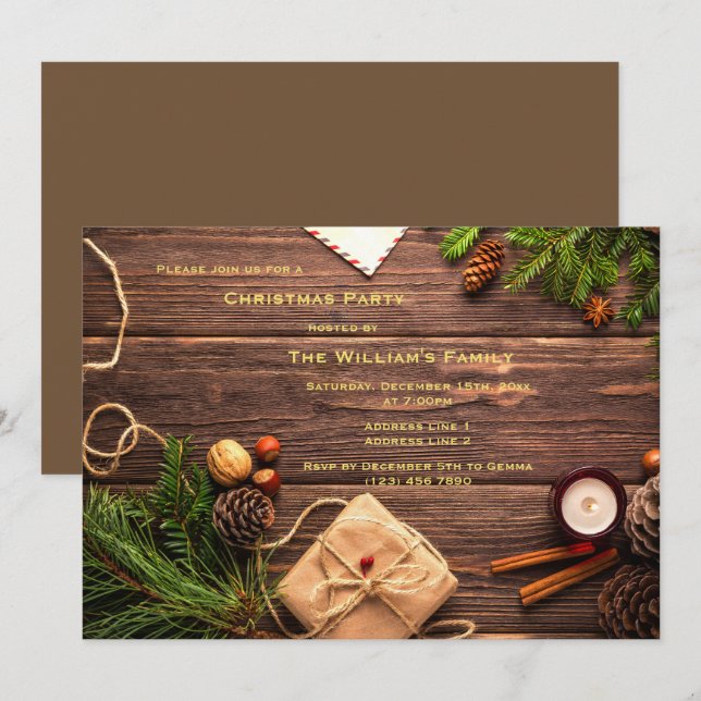Invitation Fête de Noël décorative (Devant / Derrière)