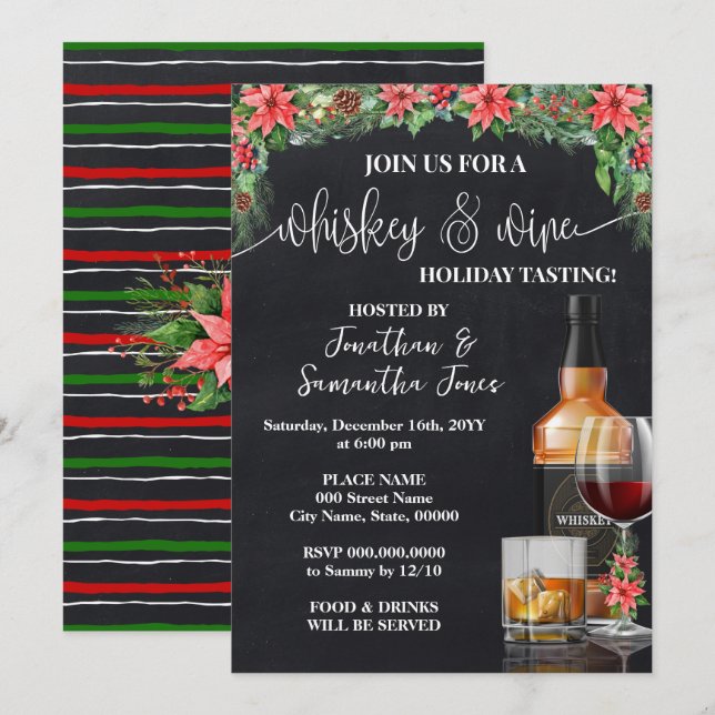 Invitation Fête de Noël dégustation de Whisky & Vin (Devant / Derrière)