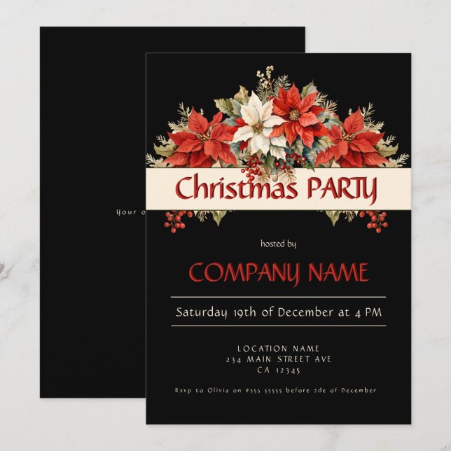 Invitation Fête de Noël d'entreprise annuelle (Devant / Derrière)
