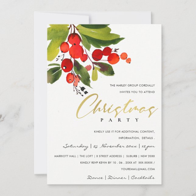 INVITATION FÊTE DE NOËL D'ENTREPRISE BAIE ROUGE VERTE (Devant)