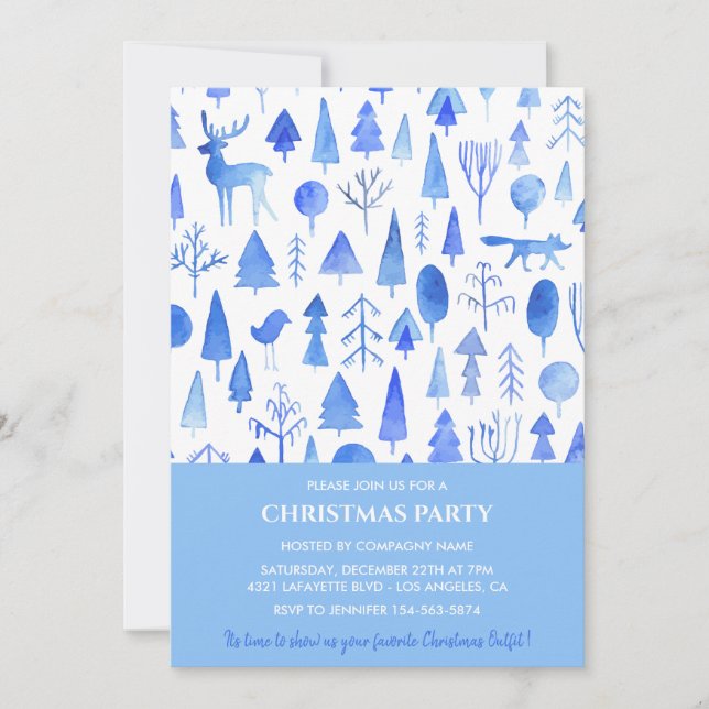 Invitation Fête de Noël d'entreprise Belle aquarelle (Devant)