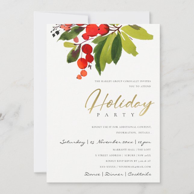 INVITATION FÊTE DE NOËL D'ENTREPRISE BERRY CORPORATE GREEN RE (Devant)