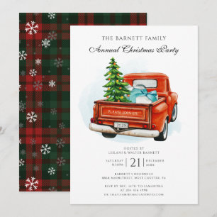 Invitation Fête de Noël d'entreprise Camion Rouge Vintage