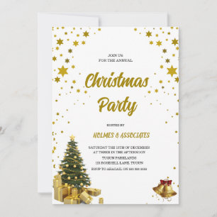 Invitation Fête de Noël d'entreprise Classique Or Bureau