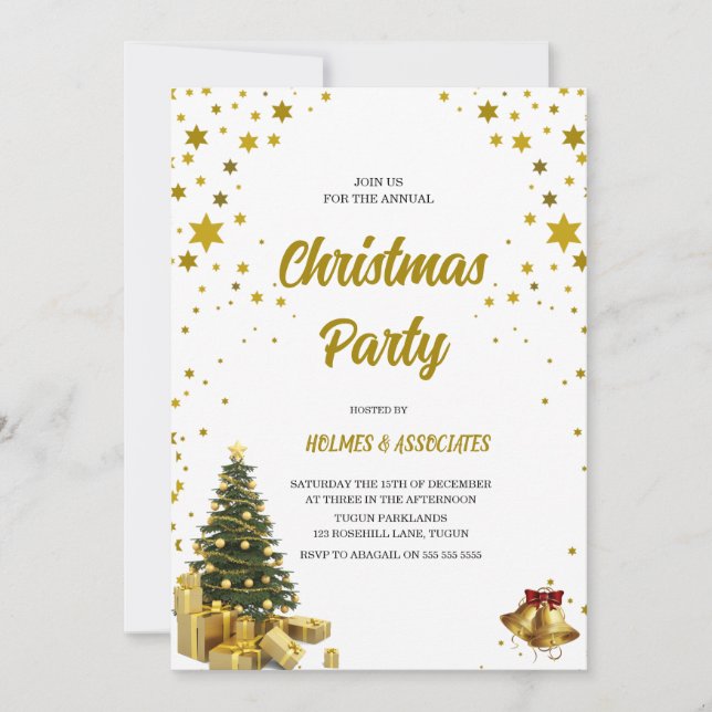 Invitation Fête de Noël d'entreprise Classique Or Bureau  (Devant)