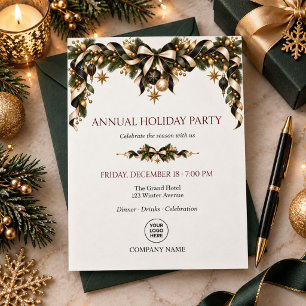 Invitation Fête de Noël d'entreprise de luxe en or