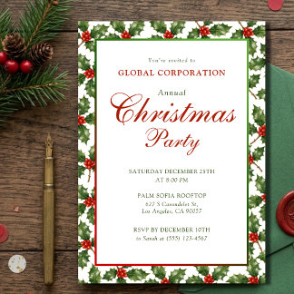Invitation Fête de Noël d'entreprise élégante avec écriture r