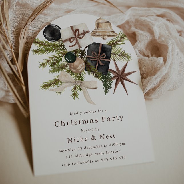 Invitation Fête de Noël d'entreprise Élégante Boho (Créateur téléchargé)