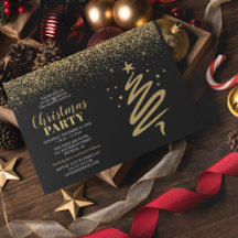 Fête de Noël d'entreprise élégante or et noir