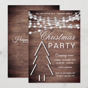 Invitation Fête de Noël d'entreprise en bois rustique