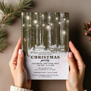 Invitation Fête de Noël d'entreprise en hiver rustique