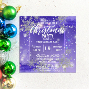 Invitation Fête de Noël d'entreprise Flocon de Neige Argent V
