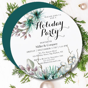 Invitation Fête de Noël d'entreprise Florale d'Hiver