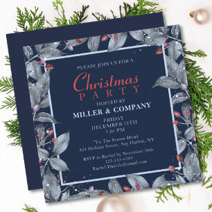 Invitation Fête de Noël d'entreprise - Florales de baies roug