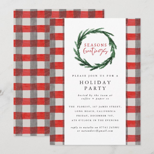 Invitation Fête de Noël d'entreprise Joyeuses Fêtes (Devant / Derrière)
