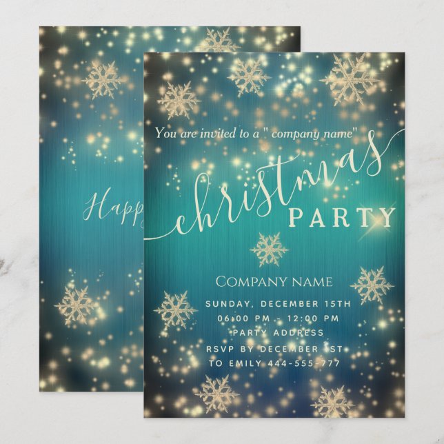 Invitation Fête de Noël d'entreprise luxueuse (Devant / Derrière)