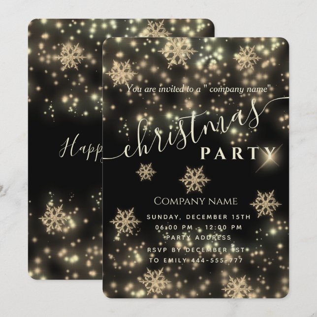 Invitation Fête de Noël d'entreprise luxueuse (Devant / Derrière)