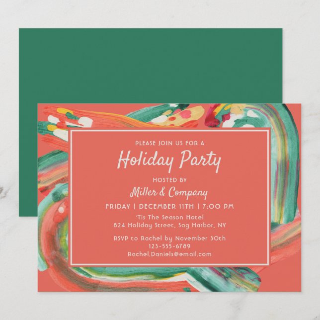 Invitation Fête de Noël d'entreprise Moderne Abstraite (Devant / Derrière)