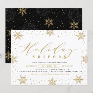 Invitation Fête de Noël d'entreprise Or & Noir